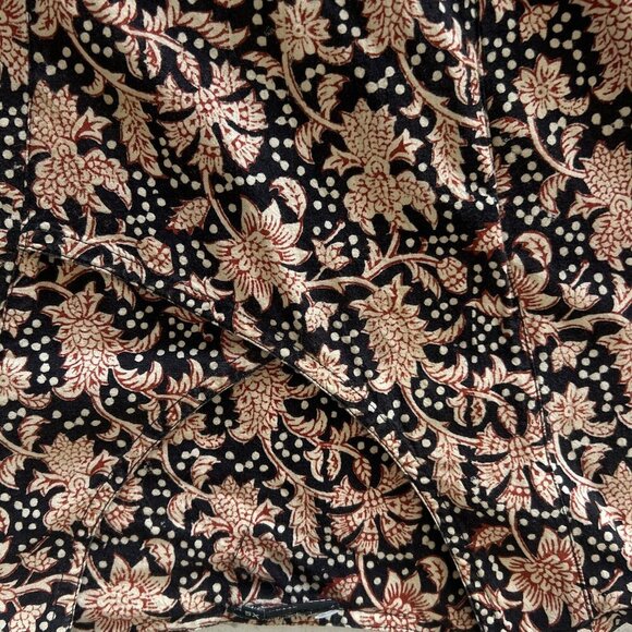 J. Peterman Vintage Batik Floral Print Midi Dress Back Tie Size XS - Picture 5 of 9